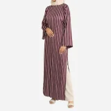 Front view of Berry Kaftan maroon raw silk arabic style modest maxi dress for women in pakistan