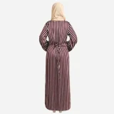 Front view of Berry Kaftan maroon raw silk arabic style modest maxi dress for women in pakistan