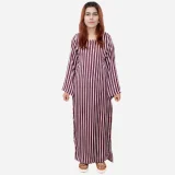 Front view of Berry Kaftan maroon raw silk arabic style modest maxi dress for women in pakistan
